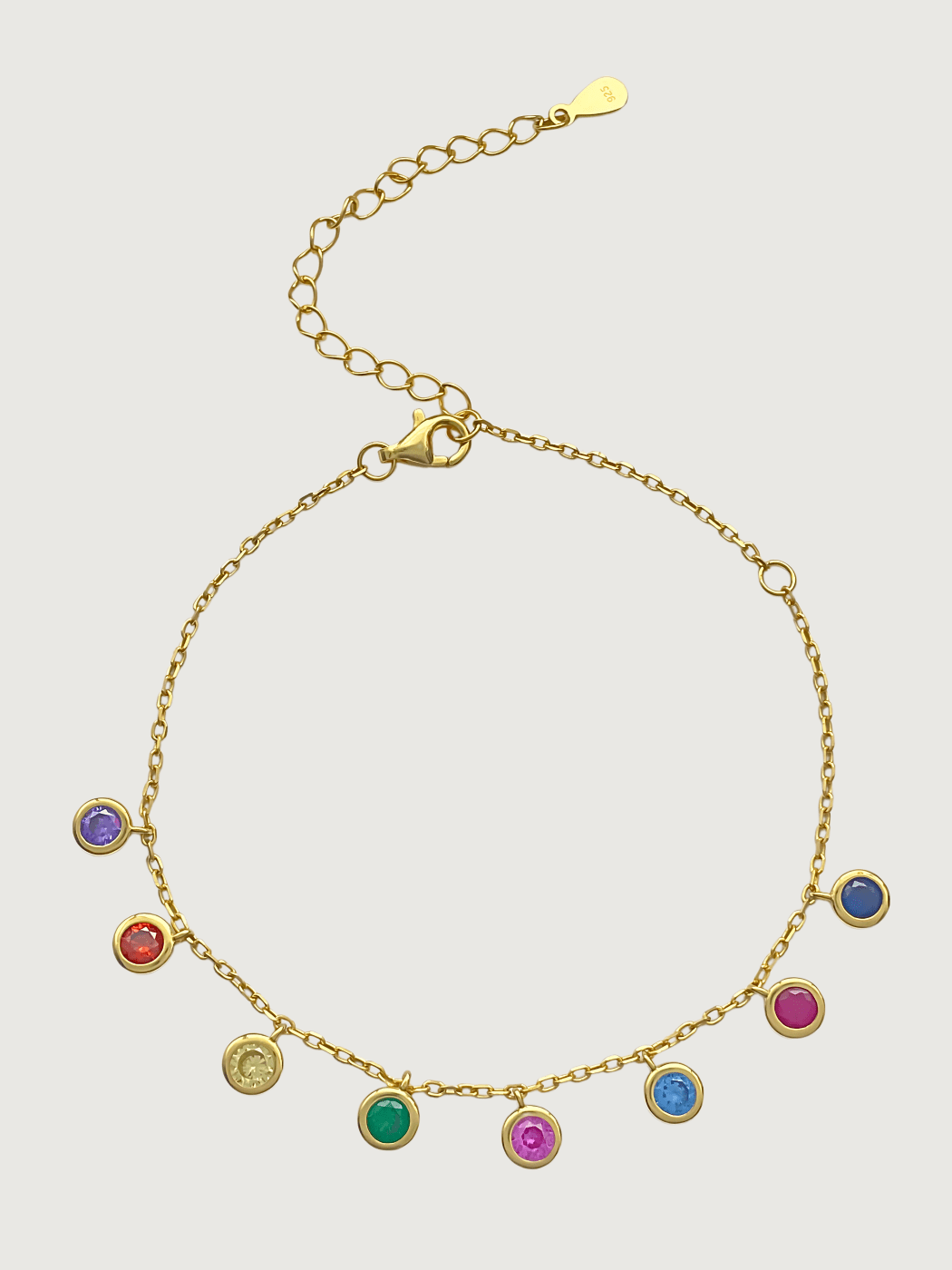 Front View of Anna Bracelet in Sterling Silver with 18K Gold Plating Adjustable Length 18k Plated 925 Metal One Size 3.1gms