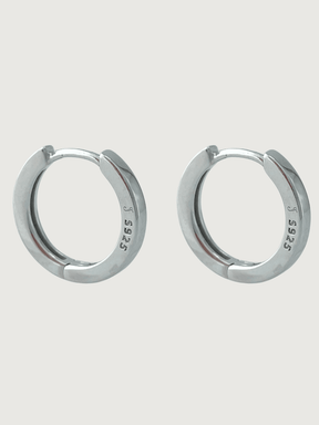 Front View of Sara Hoop Earrings in Sterling Silver Jewelry for Pierced Ears 925 Metal One Size 2.6gms