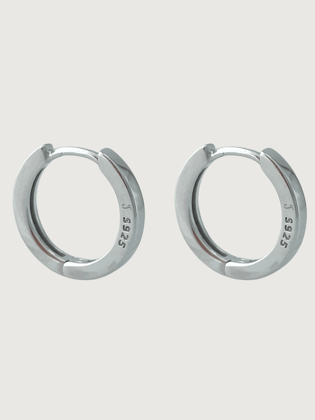 Front View of Sara Hoop Earrings in Sterling Silver Jewelry for Pierced Ears 925 Metal One Size 2.6gms