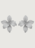 Front View of Orchid Bloom Stud Earrings in Rhodium-Plated Metal Jewelry for Pierced Ears Rhodium Plated Copper 925 Sterling Silver One Size 10.1gms
