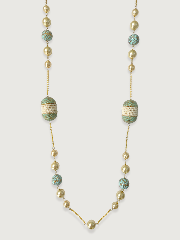 Front View of Noorhan Necklace in 18K Gold Plated 925 Sterling Silver Fixed Length 18k Metal Stone One Size 52.1gms