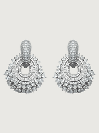Front View of Veronica Convertible Stud & Dangle Earrings - Versitile 2 in Silver earrings Jewelry for Pierced Ears Metal Rhodium Plated Brass 4 cm 19.2gms Mix