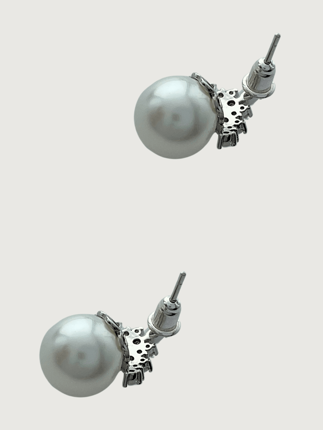 Rear View of Eleanor Pearl Drop Earrings in Sterling Silver Jewelry for Pierced Ears 925 Metal Stone One Size 4.06gms