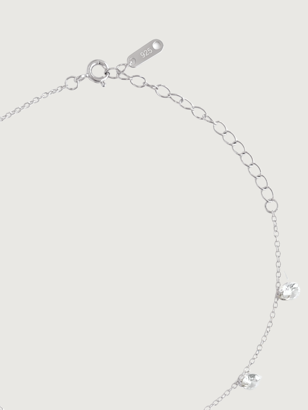Rear View of Lumi Anklet Adjustable Length 925 Sterling Silver 8 inches 1.5gms