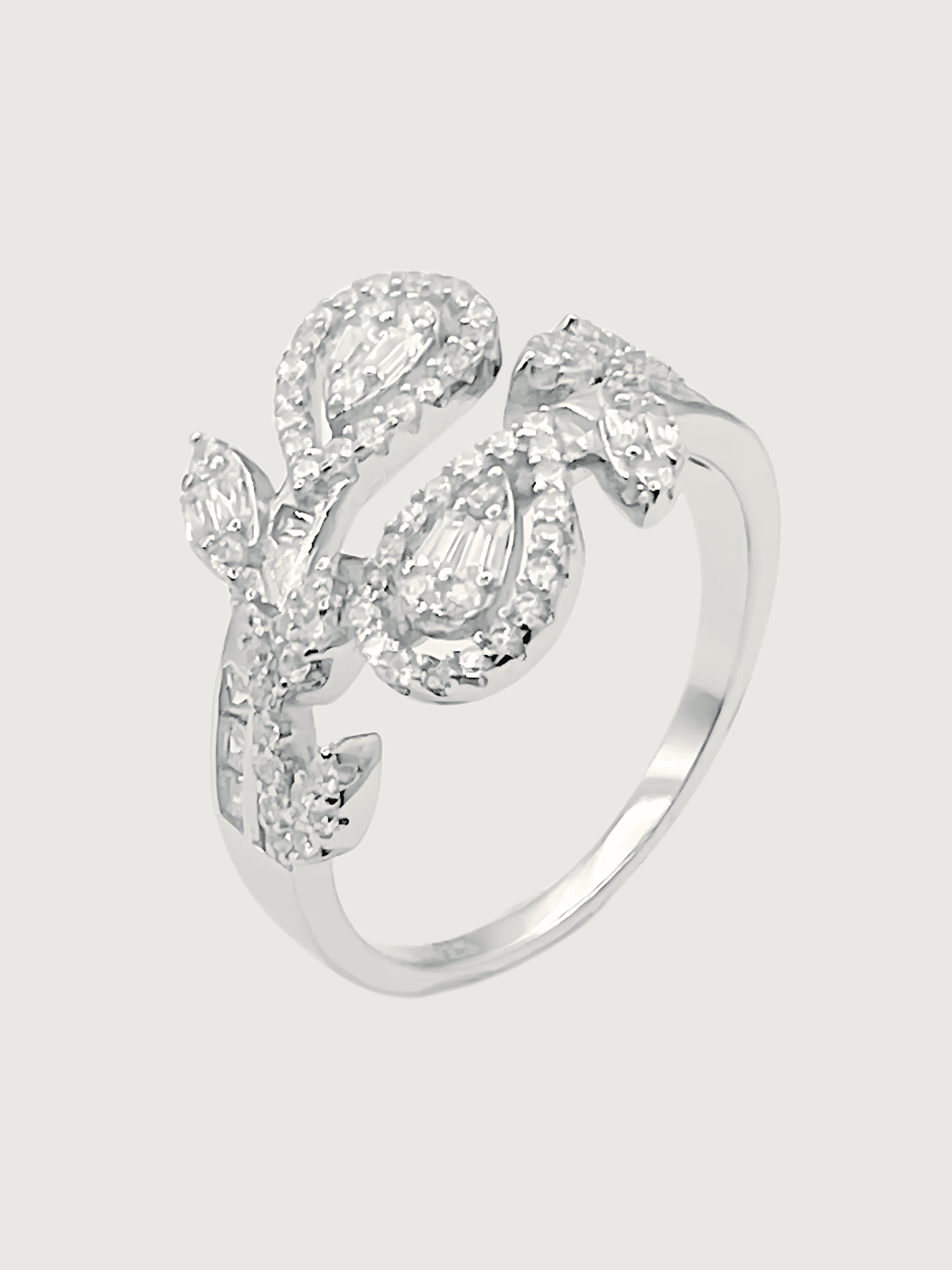 Closeup of Cassy Open Adjustable Ring in 925 Sterling Silver Comfort Fit One Size 3.4gms