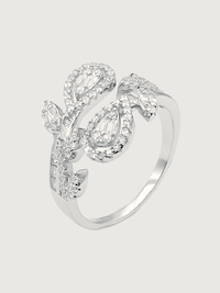 Closeup of Cassy Open Adjustable Ring in 925 Sterling Silver Comfort Fit One Size 3.4gms