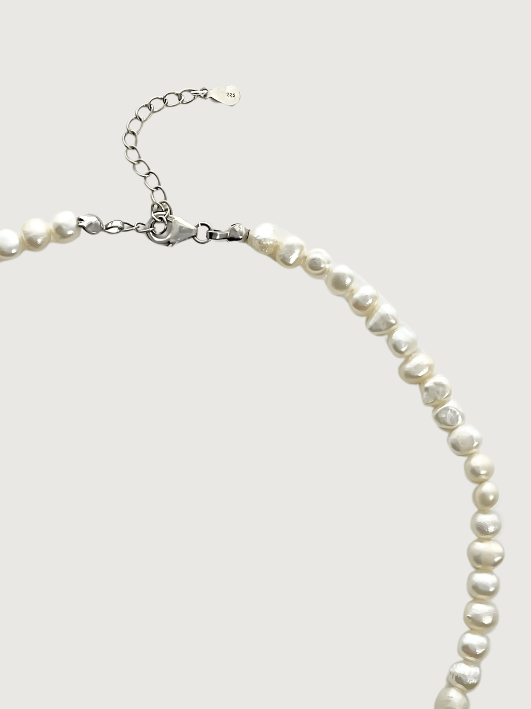 Rear View of Ariel Keshi Pearl Necklace in 925 Sterling Silver Adjustable Length Metal Stone One Size 16.7gms