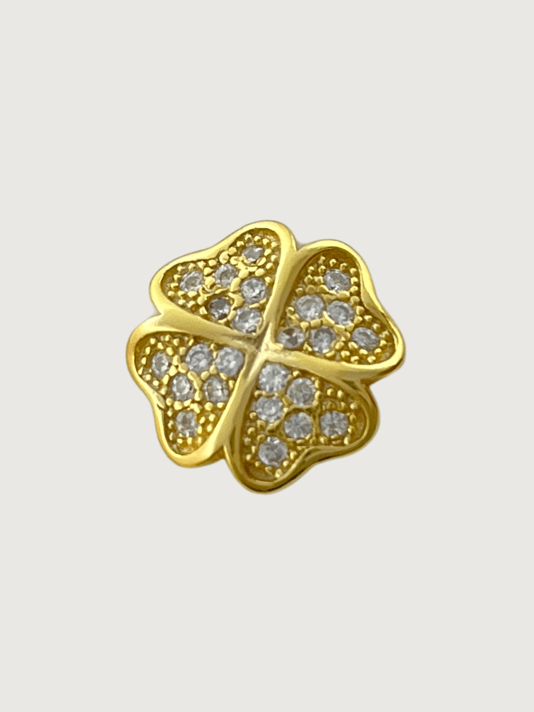Closeup of Cara Clover Stud Earrings in 18k Gold Plated Sterling Silver Jewelry for Pierced Ears 925 One Size 1.9gms