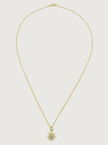 Rear View of Sunburst Pendant Necklace in 18k Gold Plated Sterling Silver Fixed Length 925 Metal Brass 18 inches 2.1gms