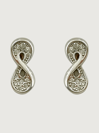 Front View of Anello Infinito Stud Earrings in Sterling Silver Jewelry for Pierced Ears 925 Metal Stone One Size 1.8gms