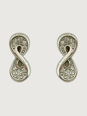 Front View of Anello Infinito Stud Earrings in Sterling Silver Jewelry for Pierced Ears 925 Metal Stone One Size 1.8gms