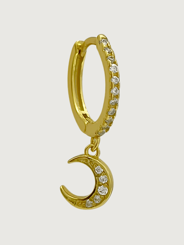 Front View of Stella Crescent Single Earring in 18k Gold-plated Sterling Silver Jewelry for Pierced Ears Gold Plated 925 Metal Stone One Size 0.7gms