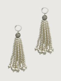 Rear View of Selina Pearl Tassel Earrings in Sterling Silver Jewelry for Pierced Ears 925 Metal Stone One Size 27.6gms