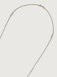 Rear View of Selina Pearl Tassel Necklace in Sterling Silver Fixed Length 925 Rhodium Plated Brass Metal Stone 36 inches 27.1gms