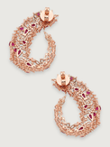 Rear View of Siena Cluster Stud Earrings in Rhodium Plated Metal-Pink Jewelry for Pierced Ears Post / Pin & Push 925 Sterling Silver Stamp Marked Brass 4.5 cm 14.2gms