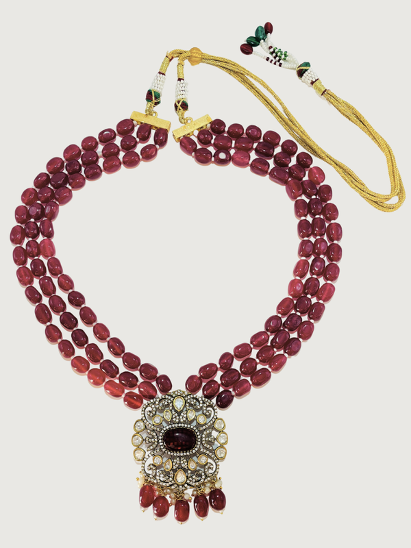 Front View of Rajasi Necklace Adjustable Length Gold Plated Brass One Size 196.5gms