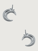 Rear View of Luna Crescent Stud Earrings Jewelry for Pierced Ears 925 Sterling Silver One Size 3.2gms