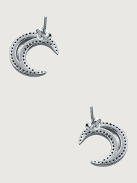 Rear View of Luna Crescent Stud Earrings Jewelry for Pierced Ears 925 Sterling Silver One Size 3.2gms