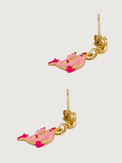 Rear View of Little Princess Dolphin Earrings in 18k Gold Plated sterling Silver Jewelry for Pierced Ears 925 Sterling Metal One Size 1.7gms