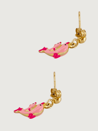 Rear View of Little Princess Dolphin Earrings in 18k Gold Plated sterling Silver Jewelry for Pierced Ears 925 Sterling Metal One Size 1.7gms