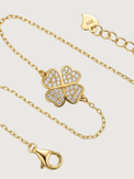 Rear View of Cara Clover Bracelet Adjustable Length 18k Gold Plated 925 Sterling Silver One Size 2.2gms