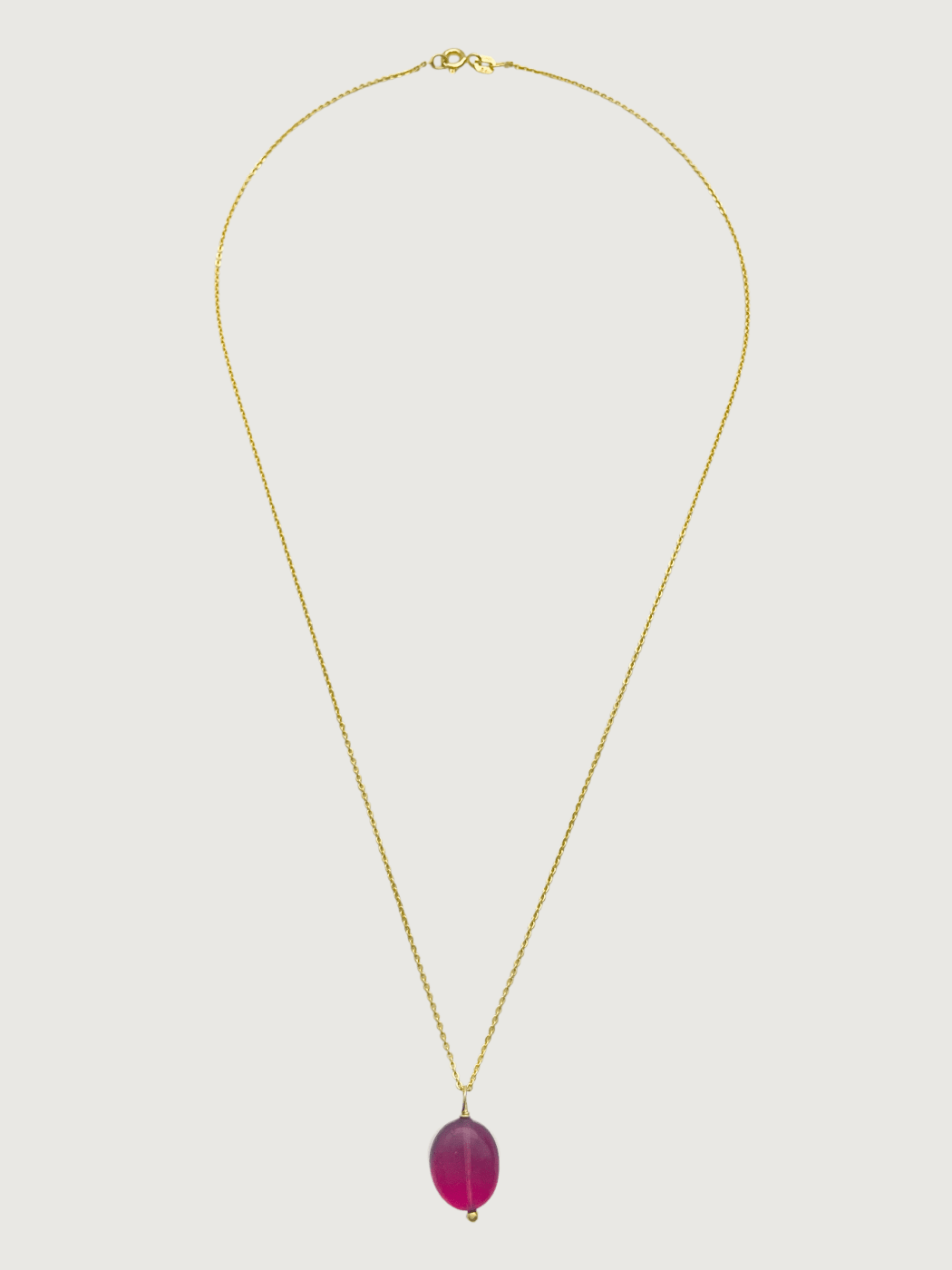 Rear View of Gold-Plated Tumble Stone Pendant Necklace Fixed Length 18k Gold Plated 925 Sterling Silver Metal One Size 3.3gms