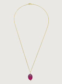 Rear View of Gold-Plated Tumble Stone Pendant Necklace Fixed Length 18k Gold Plated 925 Sterling Silver Metal One Size 3.3gms