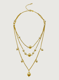 Rear View of Myra Pearl Necklace in 18K Gold Plated Sterling Silver Adjustable Length 18k 925 Metal Stone One Size 12.4gms