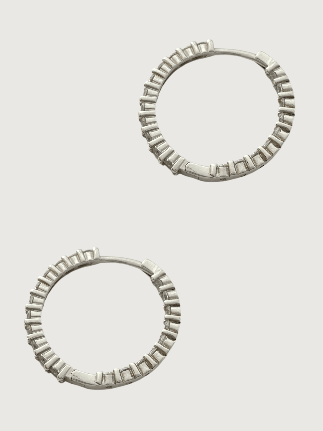 Rear View of Nora Hoop Earrings in Sterling Silver Jewelry for Pierced Ears 925 Metal Stone One Size 5.7gms