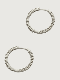 Rear View of Nora Hoop Earrings in Sterling Silver Jewelry for Pierced Ears 925 Metal Stone One Size 5.7gms