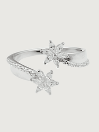 Front View of Aya Bliss Open Adjustable Ring in 925 Sterling SIlver Comfort Fit Silver One Size 3.47gms
