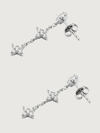 Rear View of Irene Star Charm Dangle Earrings in 925 Sterling Silver Jewelry for Pierced Ears 1.2gms