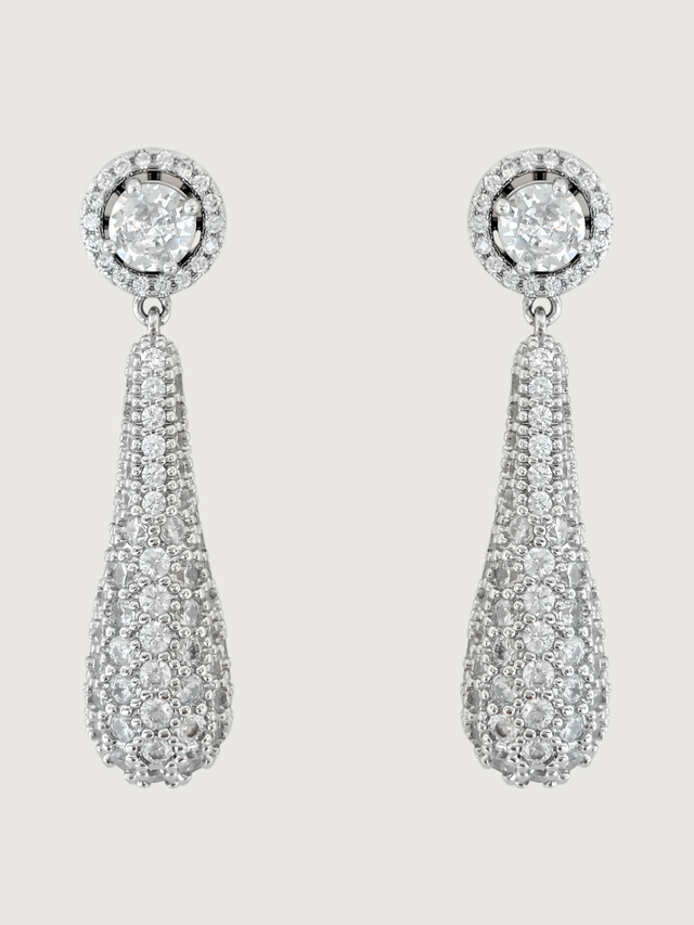 Front View of Diorra Detachable Drop & Stud Earrings Jewelry for Pierced Ears Post / Pin Push in 925 Sterling Silver Stamp Marked One Size 12gms