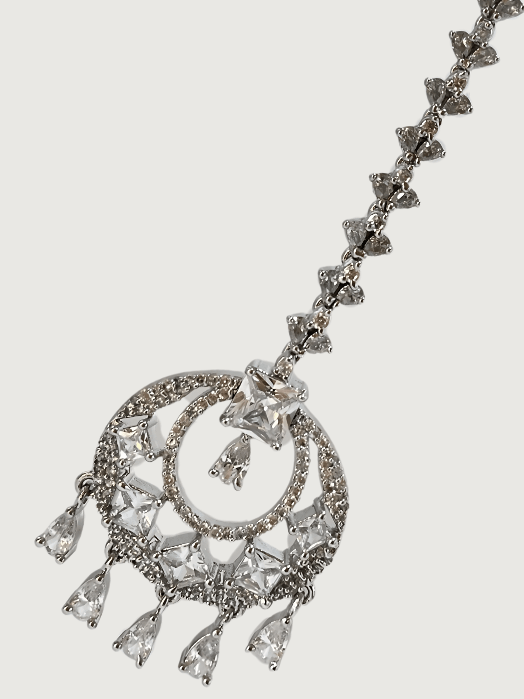 Ahana Maang Tikka Fixed Length Silver Plated Brass Metal One Size 10gms