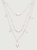 Front View of Myra Pearl Necklace Adjustable Length 925 Sterling Silver One Size 12.4gms