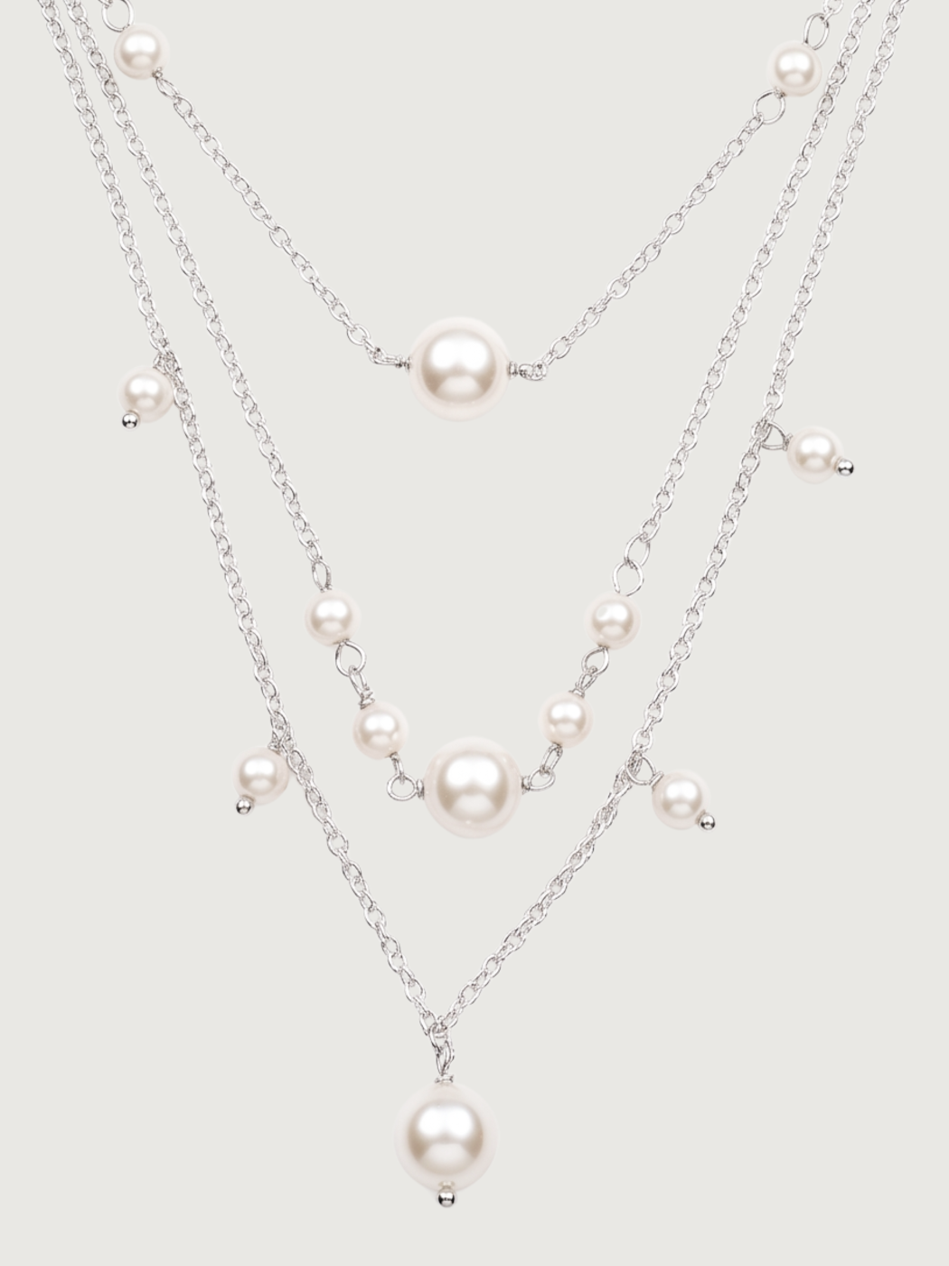 Front View of Myra Pearl Necklace Adjustable Length 925 Sterling Silver One Size 12.4gms