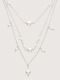 Front View of Myra Pearl Necklace Adjustable Length 925 Sterling Silver One Size 12.4gms