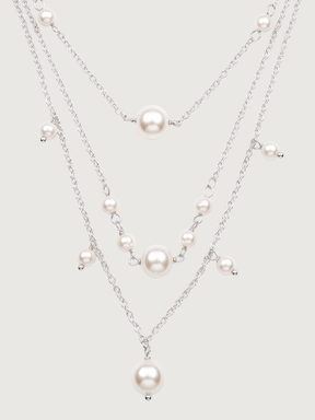Front View of Myra Pearl Necklace Adjustable Length 925 Sterling Silver One Size 12.4gms