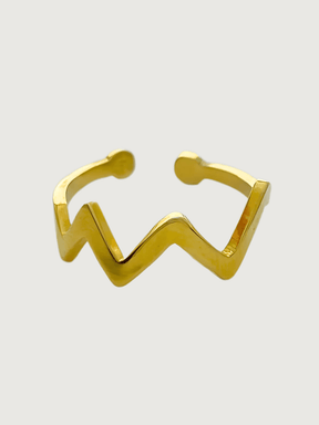 Front View of Sofia Ring in 18K Gold Plated Sterling Silver Open-Adjustable-Resizable 18k 925 Metal One Size 1.4gms