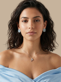 Alternate View of Model Wearing Forget Me Not Stud Earrings Jewelry for Pierced Ears 925 Sterling Silver One Size 5.4gms