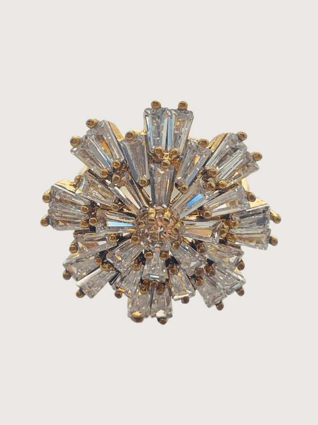 Front View of Blossom Ring in 18k Gold-Plated Sterling Silver Regular Gold Plated 925 Metal One Size 8gms