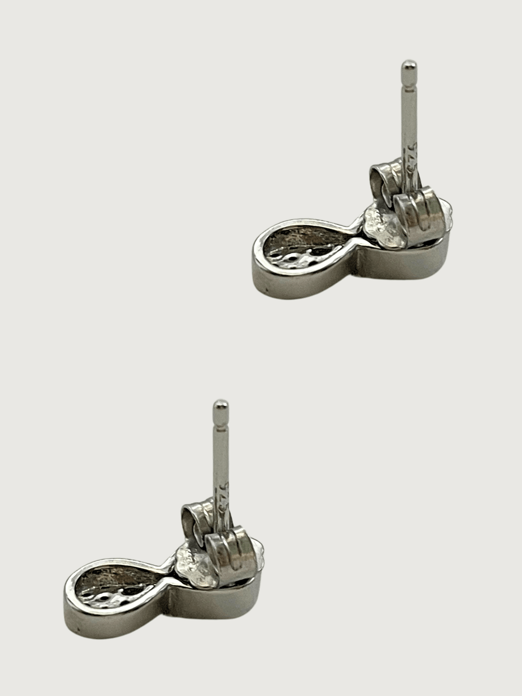 Rear View of Anello Infinito Stud Earrings in Sterling Silver Jewelry for Pierced Ears 925 Metal Stone One Size 1.8gms