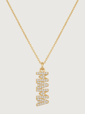Front View of Mama Pendant Necklace Comfort Fit 18k Gold Plated 925 Sterling Silver Brass 18 inches 2.9gms