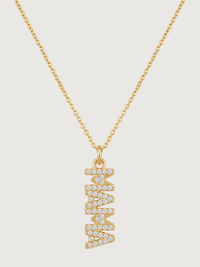 Front View of Mama Pendant Necklace Comfort Fit 18k Gold Plated 925 Sterling Silver Brass 18 inches 2.9gms