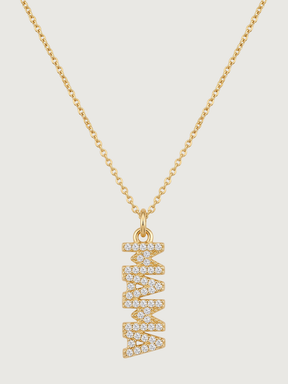 Front View of Mama Pendant Necklace Comfort Fit 18k Gold Plated 925 Sterling Silver Brass 18 inches 2.9gms