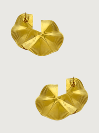 Rear View of Megan Spiral statement Earrings in 18K Gold Plated Metal Jewelry for Pierced Ears 18k Steel | Hypoallergenic Tarnish Resistant Sweat Water Eco - Friendly One Size 11.3gms Stainless