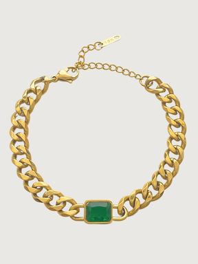 Front View of Atlantic Sparkle Agate Bracelet in 18K Gold Plated Metal Adjustable Length 18k Steel | Hypoallergenic Tarnish Resistant Sweat Water Stone Eco - Friendly One Size 5.2gms