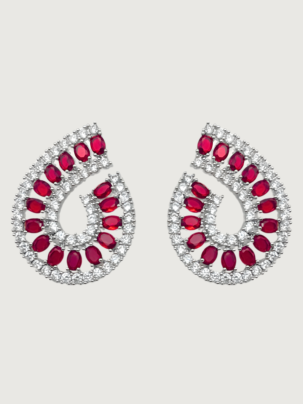 Front View of Sirene Swirl Earrings Jewelry for Pierced Ears Post / Pin & Push in 925 Sterling Silver Stamp Marked 10.2gms