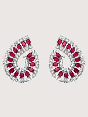 Front View of Sirene Swirl Earrings Jewelry for Pierced Ears Post / Pin & Push in 925 Sterling Silver Stamp Marked 10.2gms