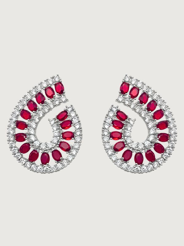 Front View of Sirene Swirl Earrings Jewelry for Pierced Ears Post / Pin & Push in 925 Sterling Silver Stamp Marked 10.2gms